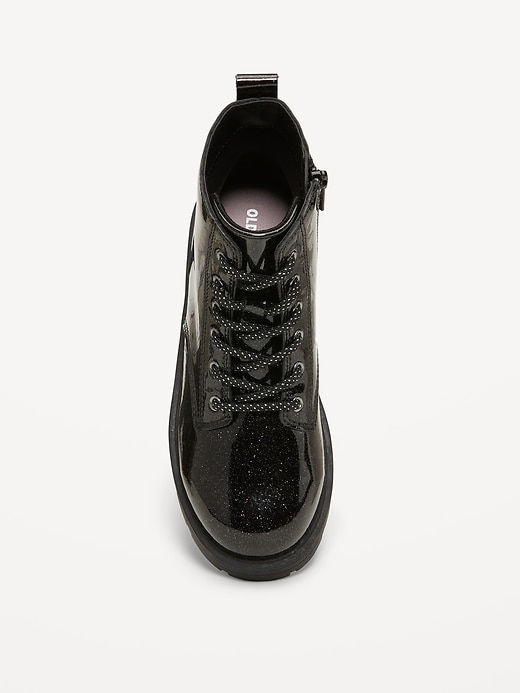 View large product image 2 of 4. Shiny Glitter Faux-Leather Combat Boots for Girls