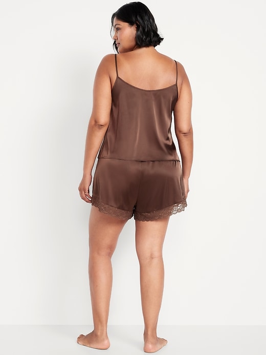 Image number 7 showing, Lace-Trim Satin Pajama Short Set