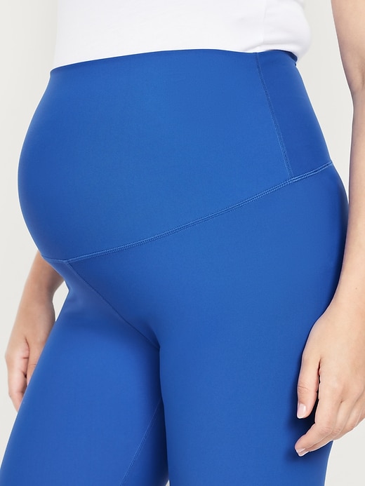 Image number 5 showing, Maternity Full Panel PowerSoft Biker Shorts -- 8-inch inseam