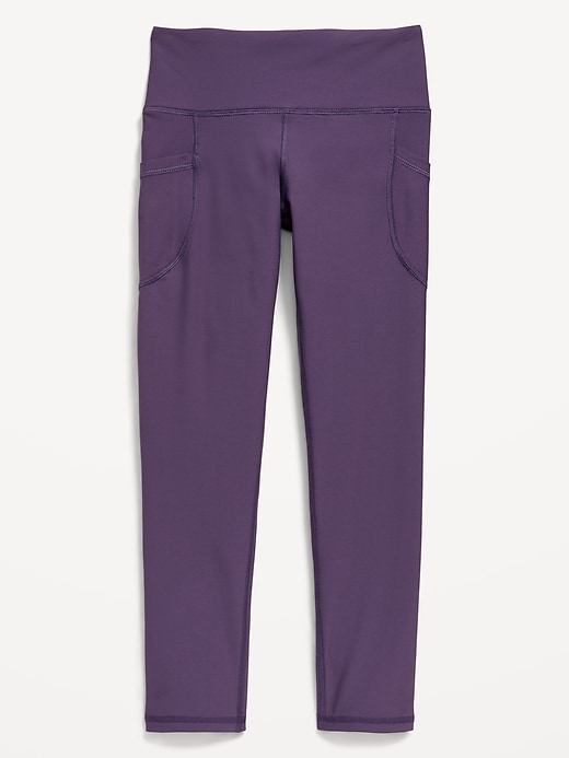 Image number 5 showing, High-Waisted PowerSoft 7/8-Length Side-Pocket Leggings for Girls