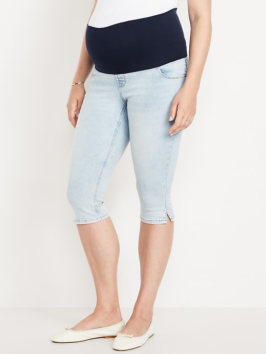 Image number 7 showing, Maternity Rollover-Panel Slim Capri Jeans