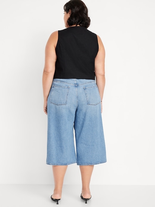 Image number 6 showing, High-Waisted Baggy Wide-Leg Culotte Jeans