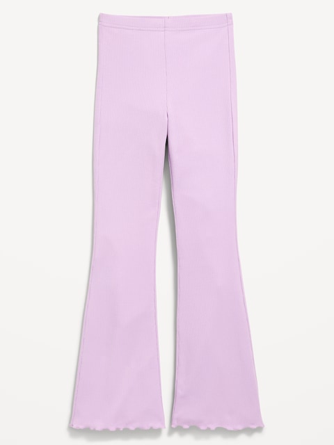 High-Waisted Ribbed Flared Leggings for Girls - Clary Sage