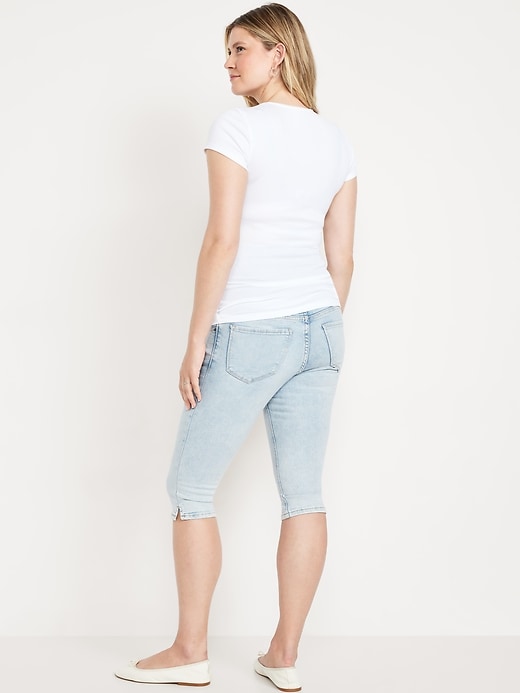 Image number 6 showing, Maternity Rollover-Panel Slim Capri Jeans