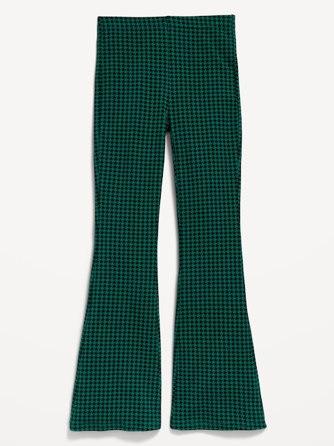 Legging évasé à motif et à taille haute pour fille - Pied-De-Poule Bleu Et Vert