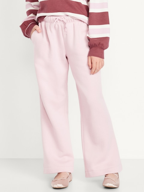 Favorite Fleece High-Waisted Wide-Leg Sweatpants for Girls - Pink