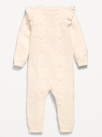 Image number 2 showing, SoSoft Ruffled-Shoulder Sweater One-Piece for Baby
