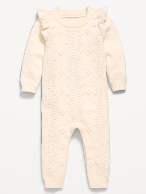 SoSoft Ruffled-Shoulder Sweater One-Piece for Baby - Creme De La Creme