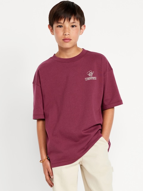 Oversized Short-Sleeve Graphic T-Shirt for Boys - Red