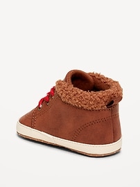 Image number 3 showing, Faux-Leather Sherpa Booties for Baby