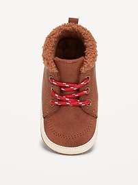 Image number 2 showing, Faux-Leather Sherpa Booties for Baby