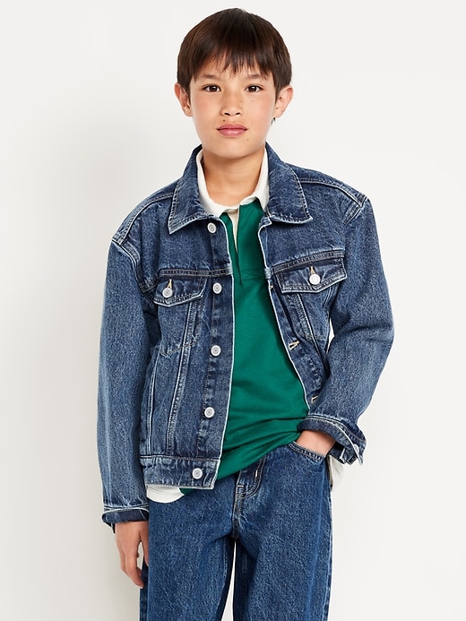 Voir une image plus grande du produit 1 de 3. Veste de camionneur en denim non extensible pour garçon