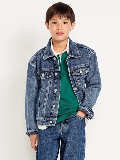 Veste de camionneur en denim non extensible pour garçon - Bleu