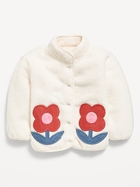 Image number 2 showing, Sherpa Applique Pocket Jacket for Toddler Girls