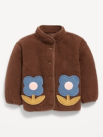 Image number 1 showing, Sherpa Applique Pocket Jacket for Toddler Girls