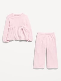 Image number 3 showing, Long-Sleeve Sweater-Knit Peplum Top and Pants Set for Toddler Girls
