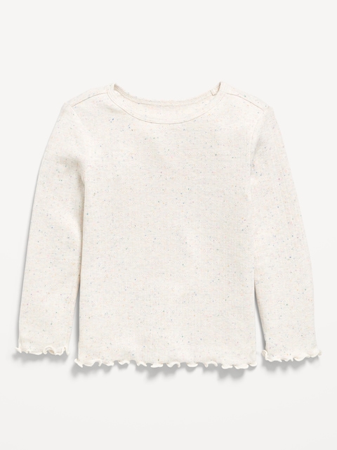 Long-Sleeve Pointelle-Knit T-Shirt for Toddler Girls
