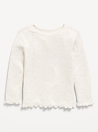 Image number 1 showing, Long-Sleeve Pointelle-Knit T-Shirt for Toddler Girls
