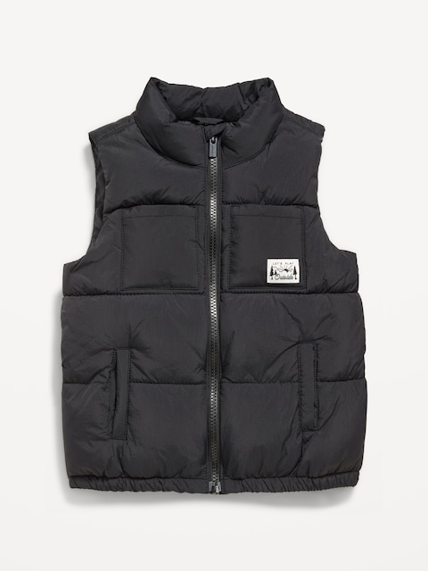 Gilet matelassé à poche pour tout-petit garçon - Noir