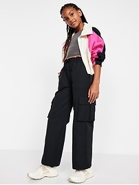 View large product image 3 of 4. High-Waisted Cargo Wide-Leg Performance Pants for Girls