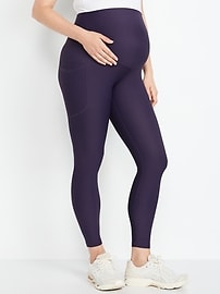 Image number 1 showing, Maternity Full Panel PowerSoft 7/8 Rib Leggings