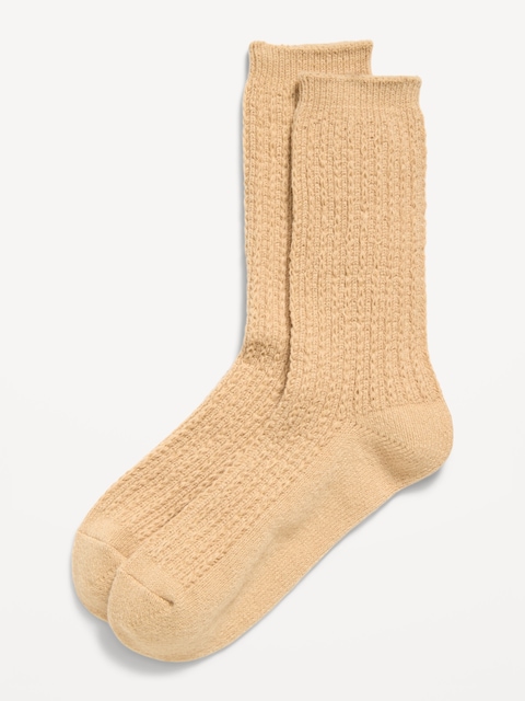 Slouchy Textured Crew Socks for Women