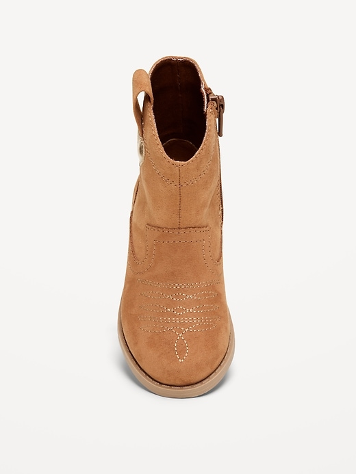 Voir une image plus grande du produit 2 de 4. Bottes western en suédine à glissière latérale pour toute-petite fille