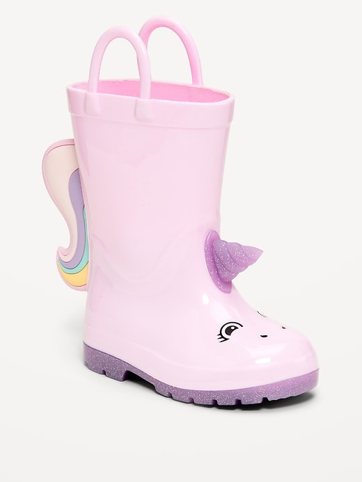 View large product image 1 of 4. Tall Unicorn-Graphic Rain Boots for Toddler Girls