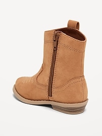 Voir une image plus grande du produit 3 de 4. Bottes western en suédine à glissière latérale pour toute-petite fille