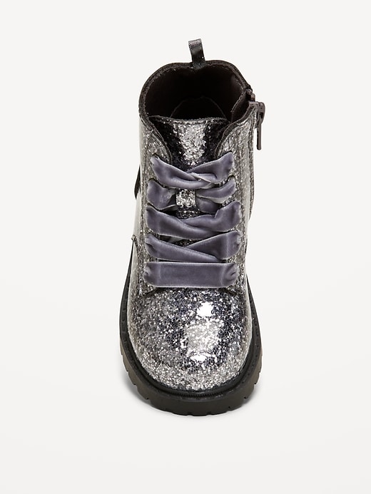 Image number 2 showing, Glitter Side-Zip Combat Boots for Toddler Girls