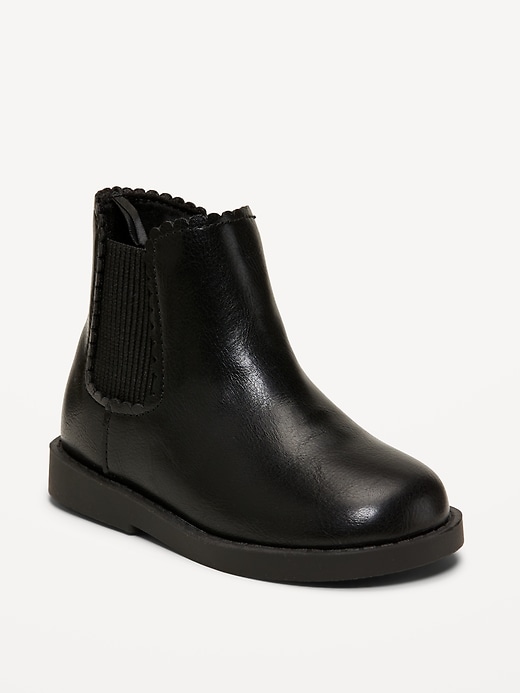 View large product image 1 of 4. Faux-Leather Chelsea Boots for Toddler Girls