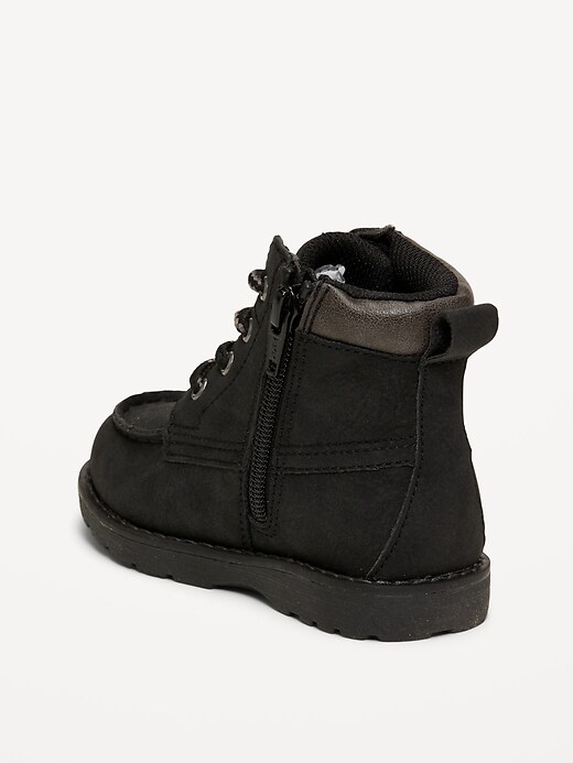 Image number 3 showing, Faux-Suede Side-Zip Lace-Up Boots for Toddler Boys