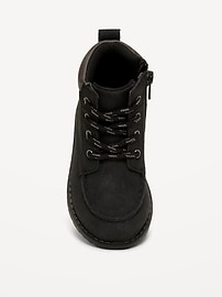 Image number 2 showing, Faux-Suede Side-Zip Lace-Up Boots for Toddler Boys