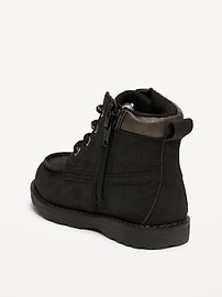 Image number 3 showing, Faux-Suede Side-Zip Lace-Up Boots for Toddler Boys