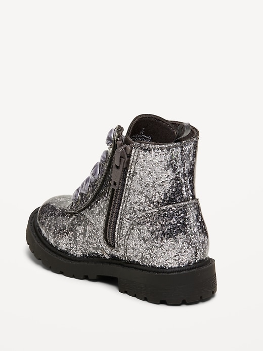 Image number 3 showing, Glitter Side-Zip Combat Boots for Toddler Girls