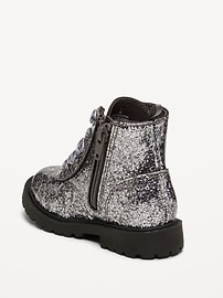 Image number 3 showing, Glitter Side-Zip Combat Boots for Toddler Girls