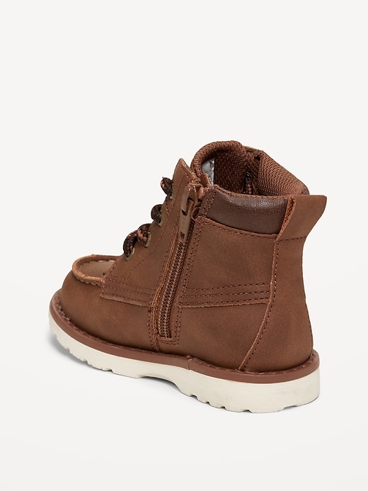 Image number 3 showing, Faux-Suede Side-Zip Lace-Up Boots for Toddler Boys
