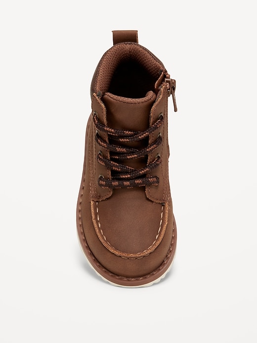 Image number 2 showing, Faux-Suede Side-Zip Lace-Up Boots for Toddler Boys