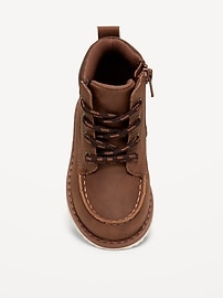 Image number 2 showing, Faux-Suede Side-Zip Lace-Up Boots for Toddler Boys