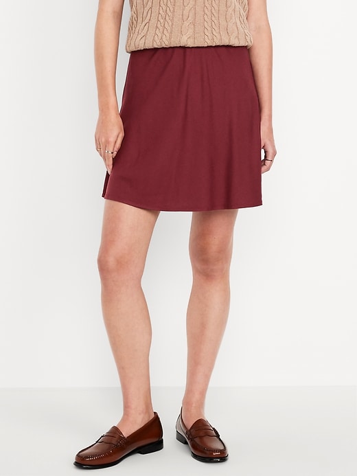 Image number 2 showing, High-Waisted Crepe Flounce Mini Skirt
