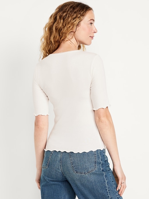 Image number 2 showing, Ruffle-Trim Ribbed Top
