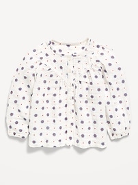 Image number 1 showing, Printed Long-Sleeve Double-Weave Button-Front Top for Toddler Girls