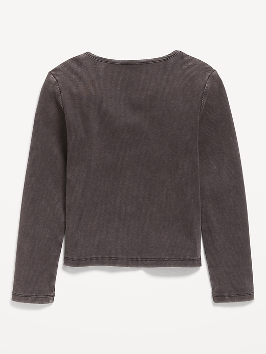 Image number 3 showing, Long-Sleeve Fitted Ribbed Top for Girls
