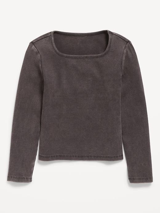 Image number 2 showing, Long-Sleeve Fitted Ribbed Top for Girls