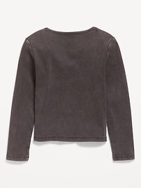 Image number 3 showing, Long-Sleeve Fitted Ribbed Top for Girls