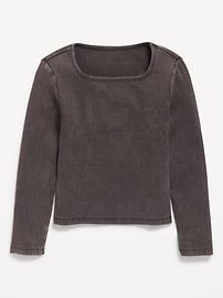 Image number 2 showing, Long-Sleeve Fitted Ribbed Top for Girls