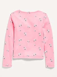 Image number 3 showing, Printed Fitted Long-Sleeve Ribbed Top for Girls