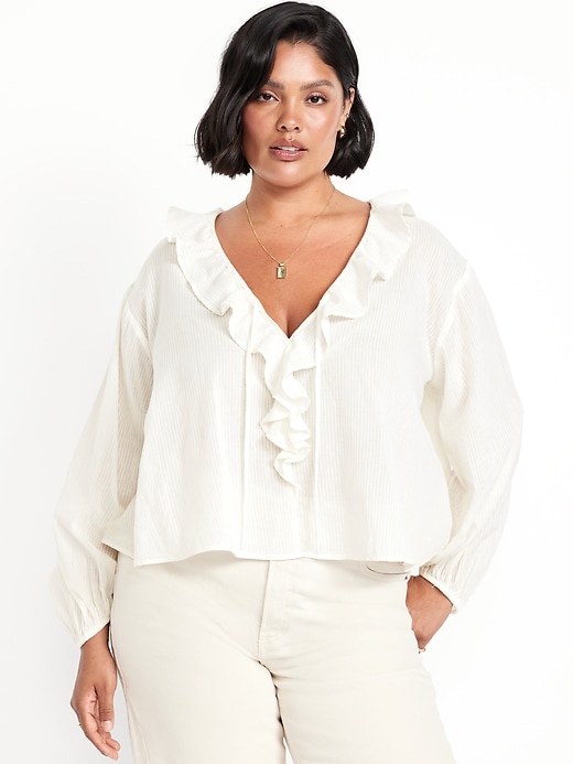 Image number 5 showing, Tie-Front Ruffle Top