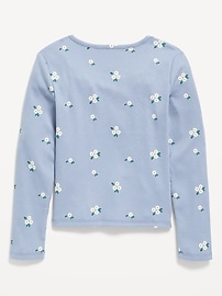 Image number 3 showing, Printed Fitted Long-Sleeve Ribbed Top for Girls