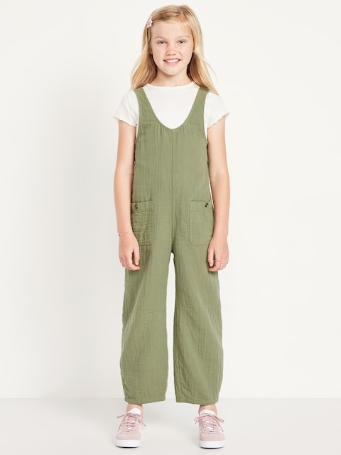 Short-Sleeve T-Shirt and Jumpsuit Set for Girls - Brown